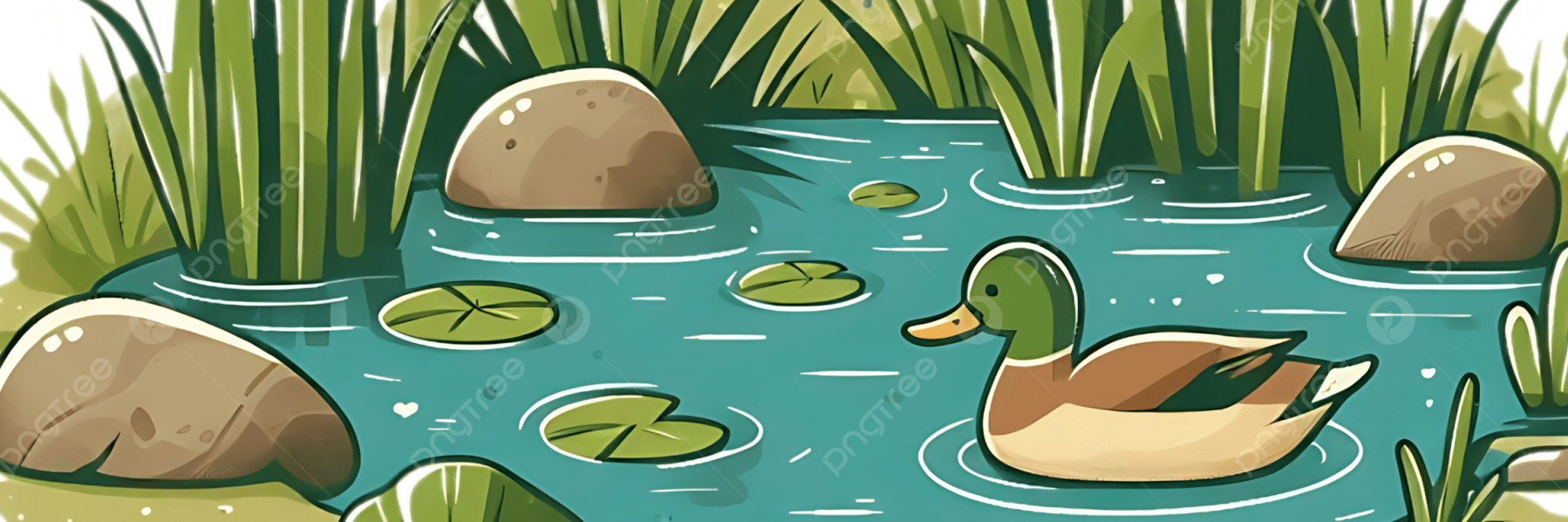 pngtree cute duck in pond cartoon illustration png image 20920187